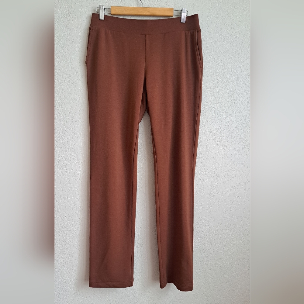 Pure Jill Brown Affinity French Terry Slim Leg Pants Size Small